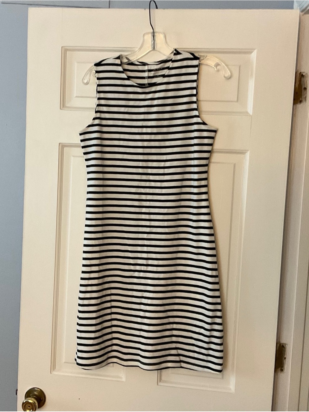 J.Crew Striped Essential knit tank dress Ivory Black S NWT Weekend Capsule